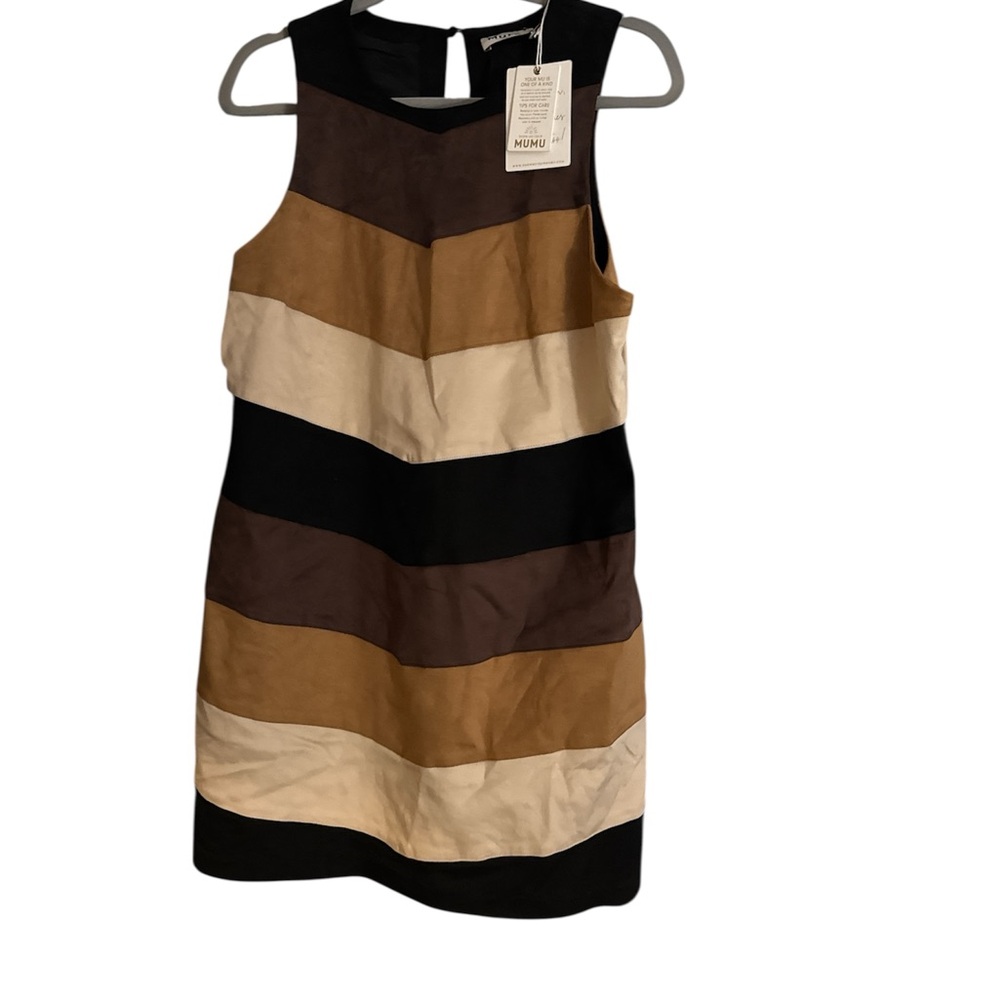 Show Me Your MuMu Striped Mini Dress - Black, Brown, Cream